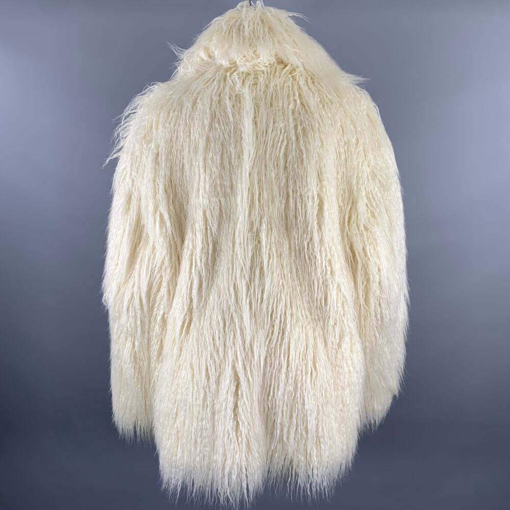 THE FRANKIE SHOP Size M/L Off White Modacrylic Blend Faux Fur Notch Lapel Coat - Picture 4 of 6